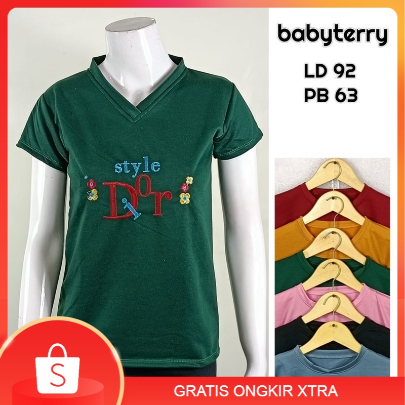 Kaos Wanita V neck Bordir LD 92 Seri 2 Murah - Seri 2/3