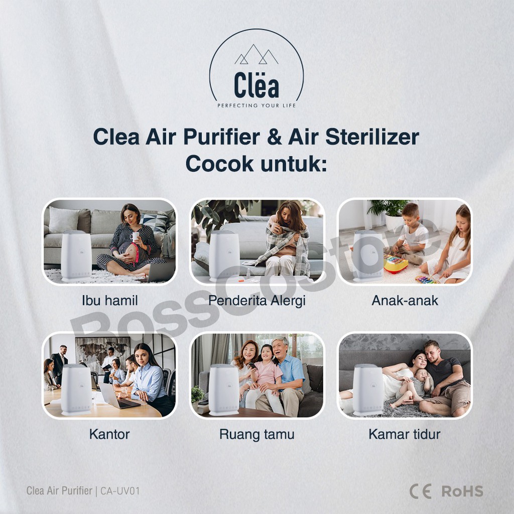 CLEA Air Purifier Air Sterilizer 3 in 1 HEPA Filter + UV Sterilizer + Ion negatif (UVC HEPA 13)
