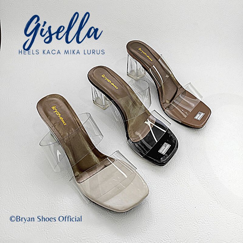 Bryan Gisella Heels Transparan Hak Tahu Kaca Mika Lurus Jumbo Oversize Bigsize 36-40 41-43