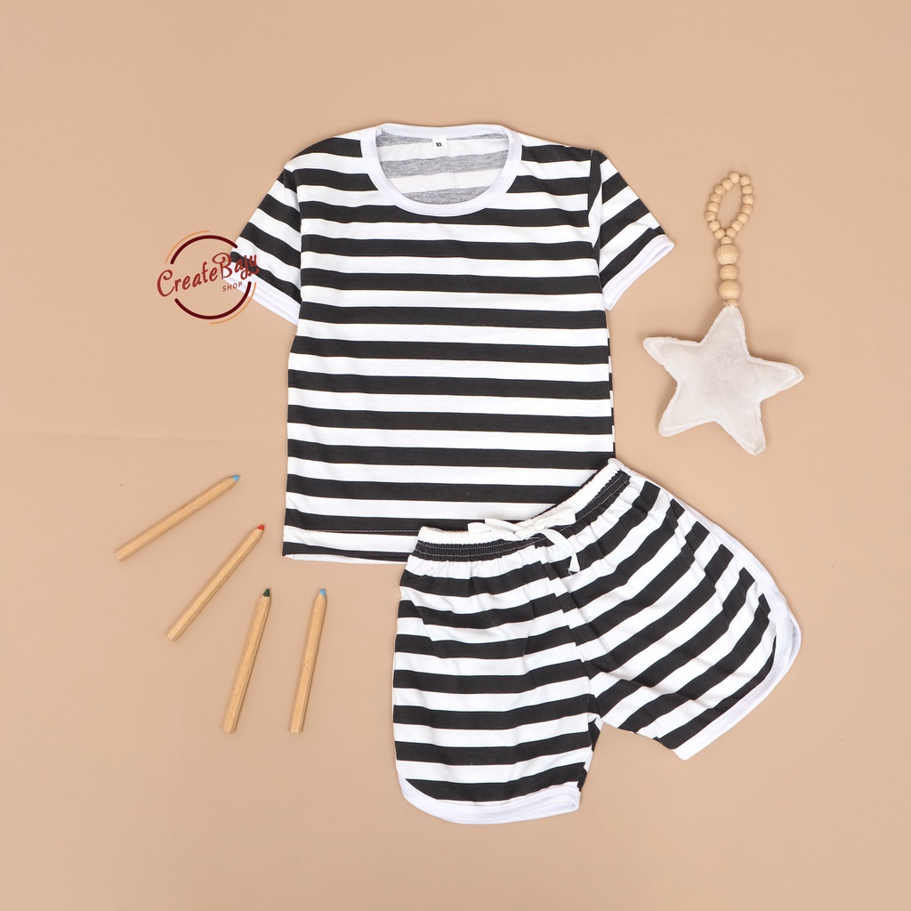 SETELAN ANAK MOTIF SALUR HITAM SETELAN ANAK POLOS UNISEX LENGAN PENDEK