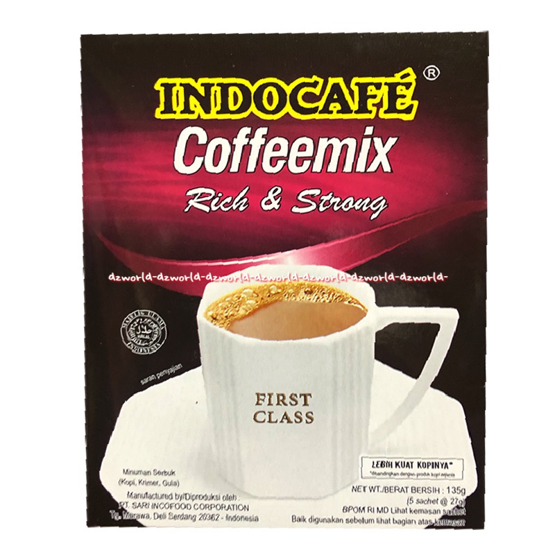 Indocafe Coffeemix 5sachet Rich &amp; Strong First Class Lebih Kuat Kopinya Kopi Indo Cafe Coffe Mix Kopi Mix Rich Strong Indo Coffee 5pcs