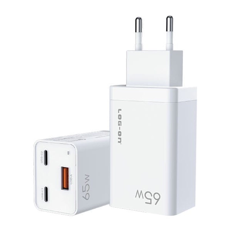 ADAPTOR CHARGER LOG ON 3PORT PD65W+QC 4.0+QC3.0 LO-CPD500 GaN SUPER QUICK CHARGER