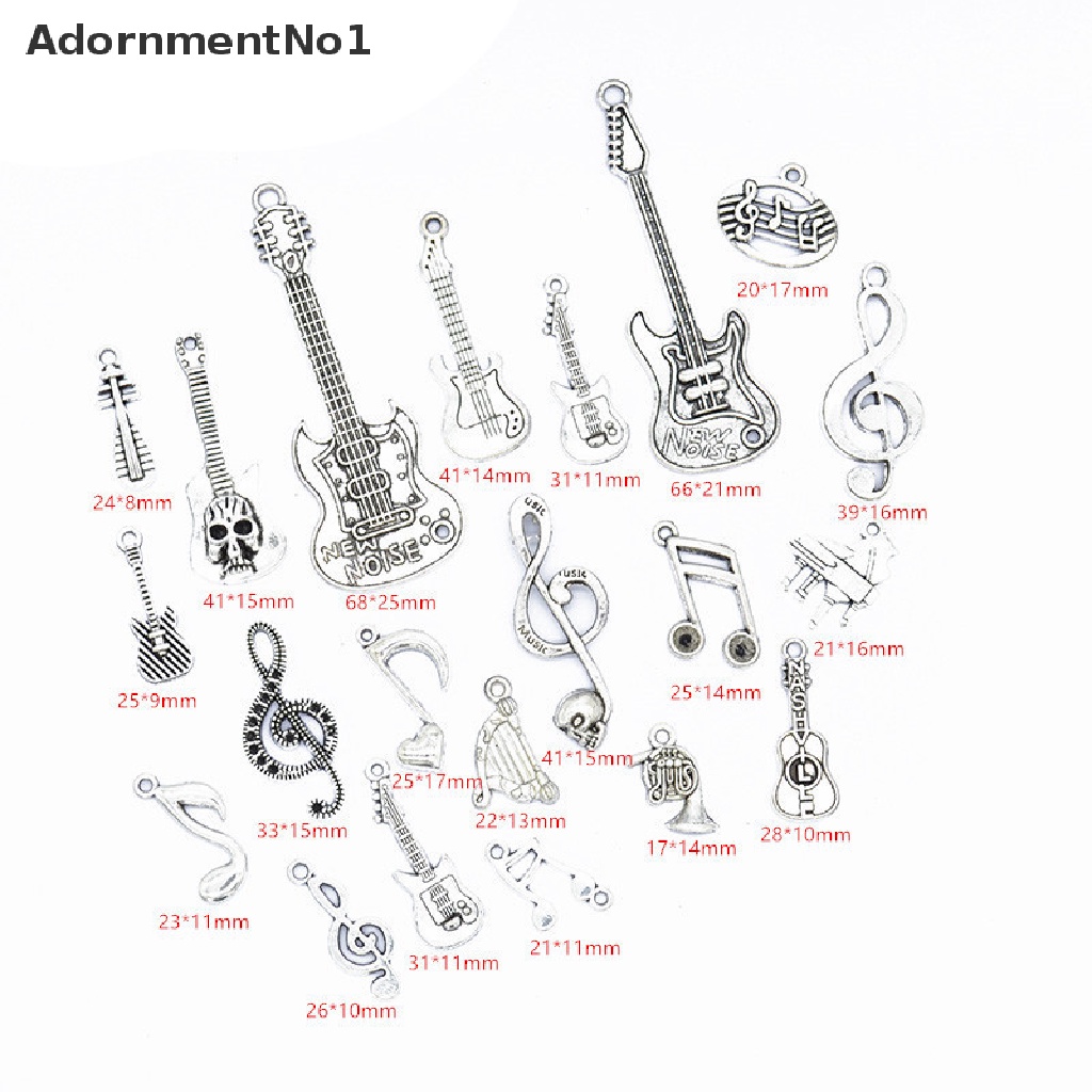 (AdornmentNo1) 21pcs / Set Liontin Bentuk Gitar / Not Musik Bahan Alloy Gaya Vintage Untuk Perhiasan DIY