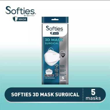 Softies Surgical Mask 3D 4ply Isi 5pcs Warna Putih | Masker Medis KF94