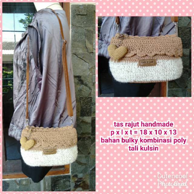 Tas rajut bulky coklat