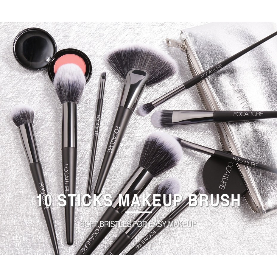 Focallure Brush Set 10 pcs Brush Focallure Kuas Make Up Focallure Brush Make Up Focallure Focallur Fucallure Focalure Foccalure