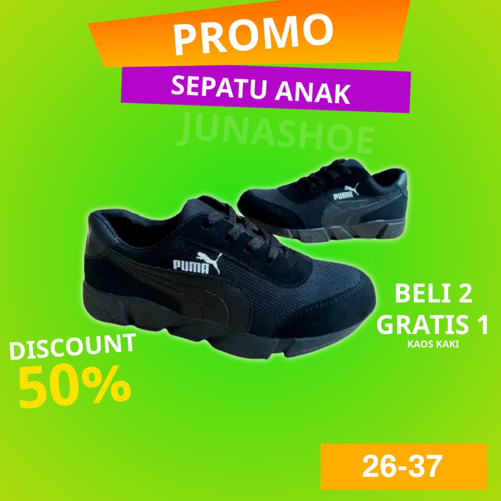 sepatu sekolah hitam polos anak laki laki dan perempuan murah