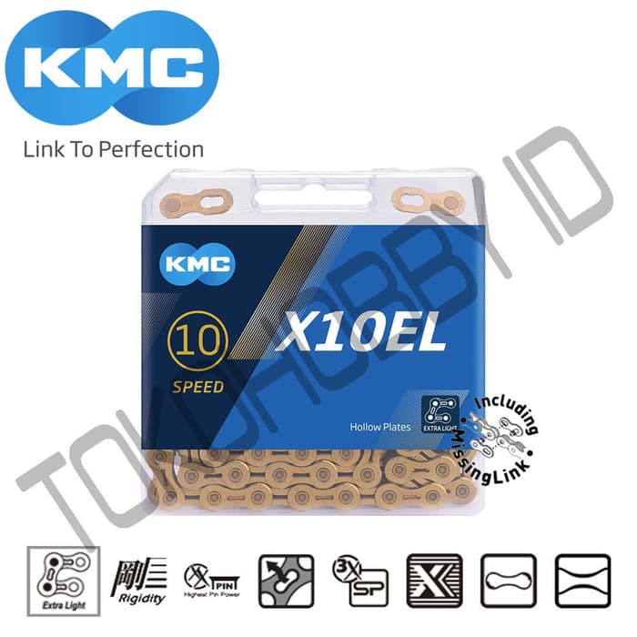Rantai Sepeda 10 Speed KMC X10EL Gold Shimano Deore Alivio Tiagra Sram