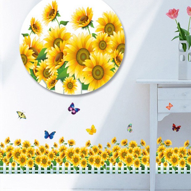 RELIZA WALL STICKER | STIKER DINDING BUNGA MATAHARI RUMPUT PAGAR AY7210 Wallsticker