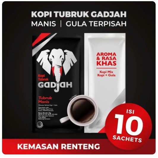 

Kopi Tubruk Gadjah Gajah kopi plus gula 10x25gr