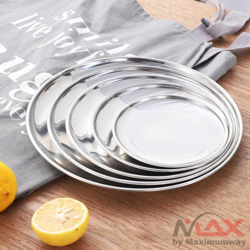 Piring Besi Stainless Steel Food Grade Beli untuk selamanya anti pecah anti karat tidak beracun Makan European Style Stainless Steel gold dan silver European Style Dinner Plates Gold Dining Serving Dishes Steak Kitchen Round Cake Tray Western dinner set