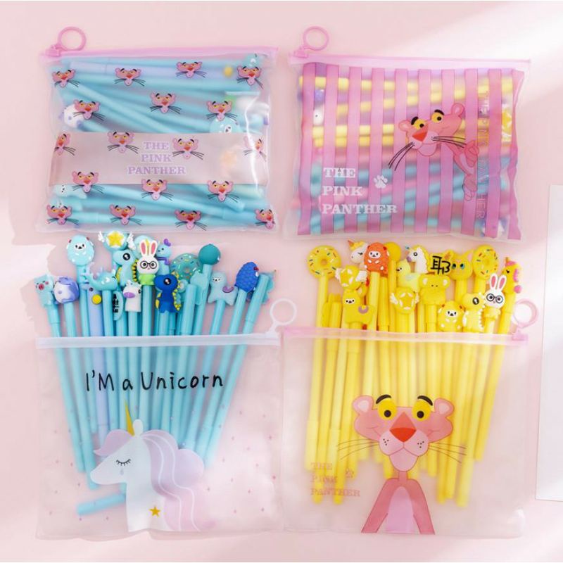 

1 LUSIN PULPEN GEL MOTIF FREE TEMPAT PENSIL TRANSPARAN UNICORN