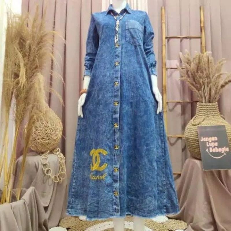 Gamis Levis Deira/Gamis Jeans/Baju Muslim/Gamis Terbaru/Pakaian Wanita Terlaris