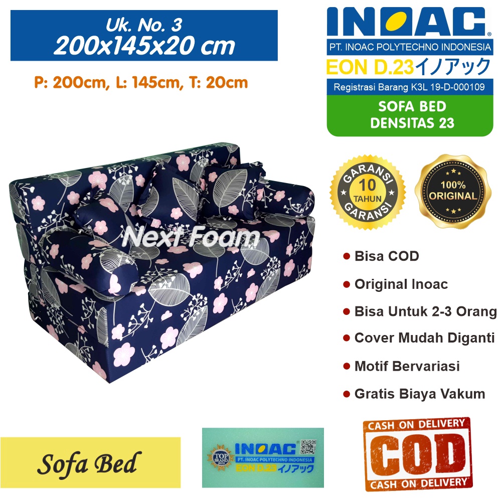 Sofa Bed Inoac Ukuran No 3 200x145x20 Tebal 20 cm EON LG D 23 ORIGINAL INOAC Garansi 10 Tahun