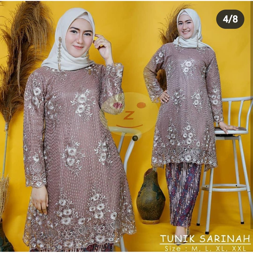 SET TUNIK TULLE BORDIR SARINAH / SET TUNIK PESTA