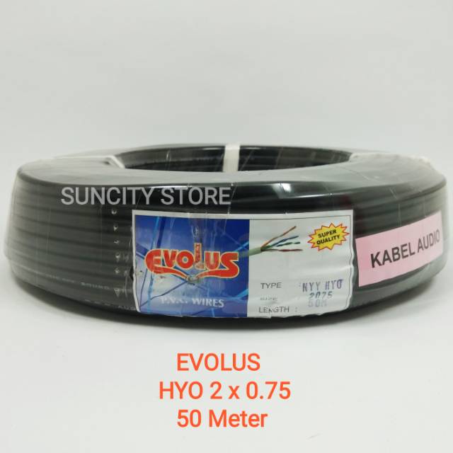 Evolus Kabel Listrik / Audio HYO 2 x 0.75 Hitam - 50 Meter