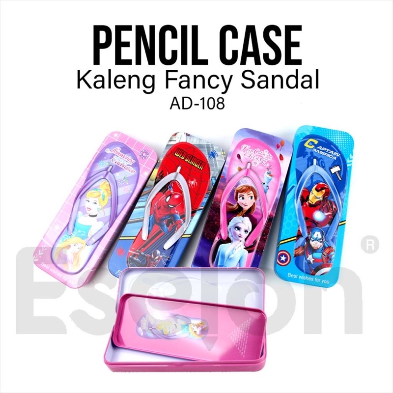 

TEMPAT PENSIL KALENG MOTIF SANDAL JEPIT | KOTAK PENCIL KALENG FANCY