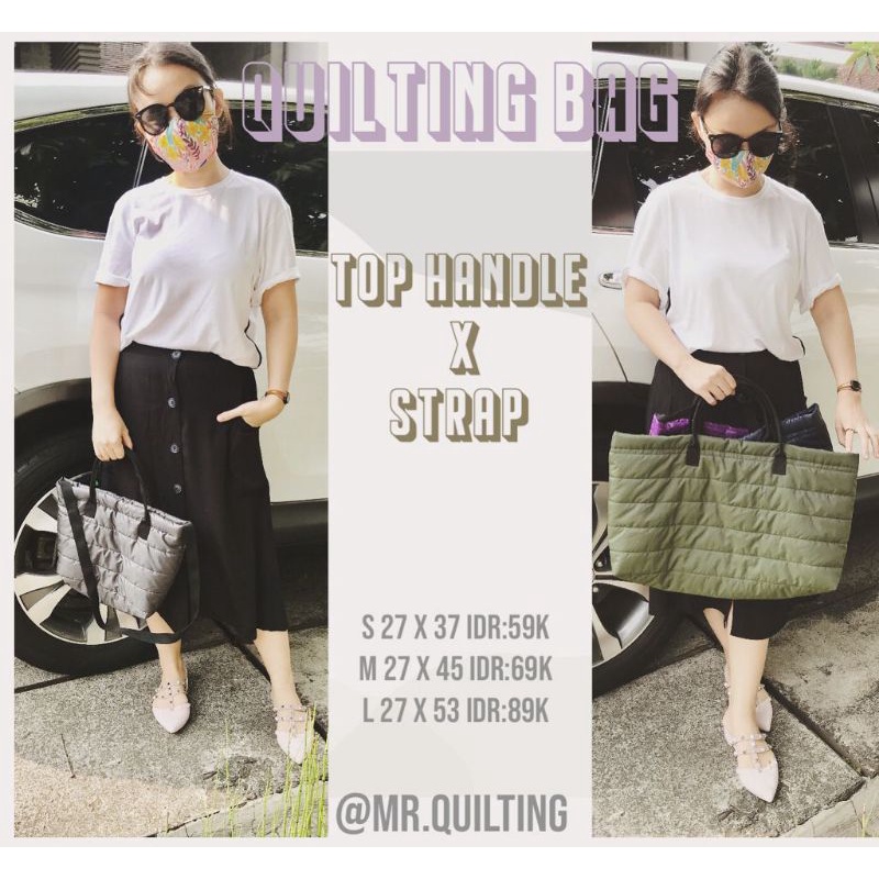 Mr.quilting top handle x strap/tas santai/tas belanja/tas lucu/tas kampus