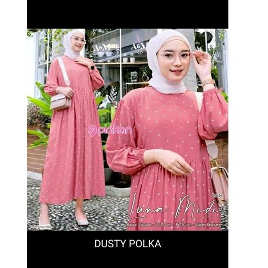 Special Price.. MIDI DRESS POLKADOT//MIDI DRES PREMIUM//MIDI DRESS MUSLIM//MIDI DRESS KOREA TERBARU
