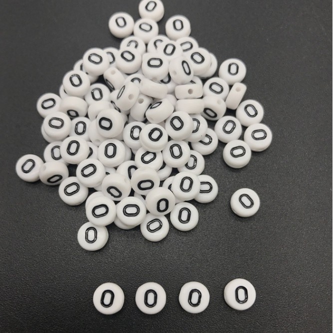 200Pcs Manik-Manik Bulat Angka 0-9 &quot;4x7mm Bahan Akrilik Untuk Membuat Perhiasan Gelang DIY