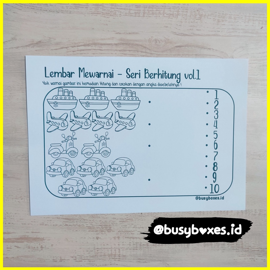 [busyboxes.id] Lembar mewarnai dan berhitung vol 01 mengenal angka 1-10 paud preschool TK