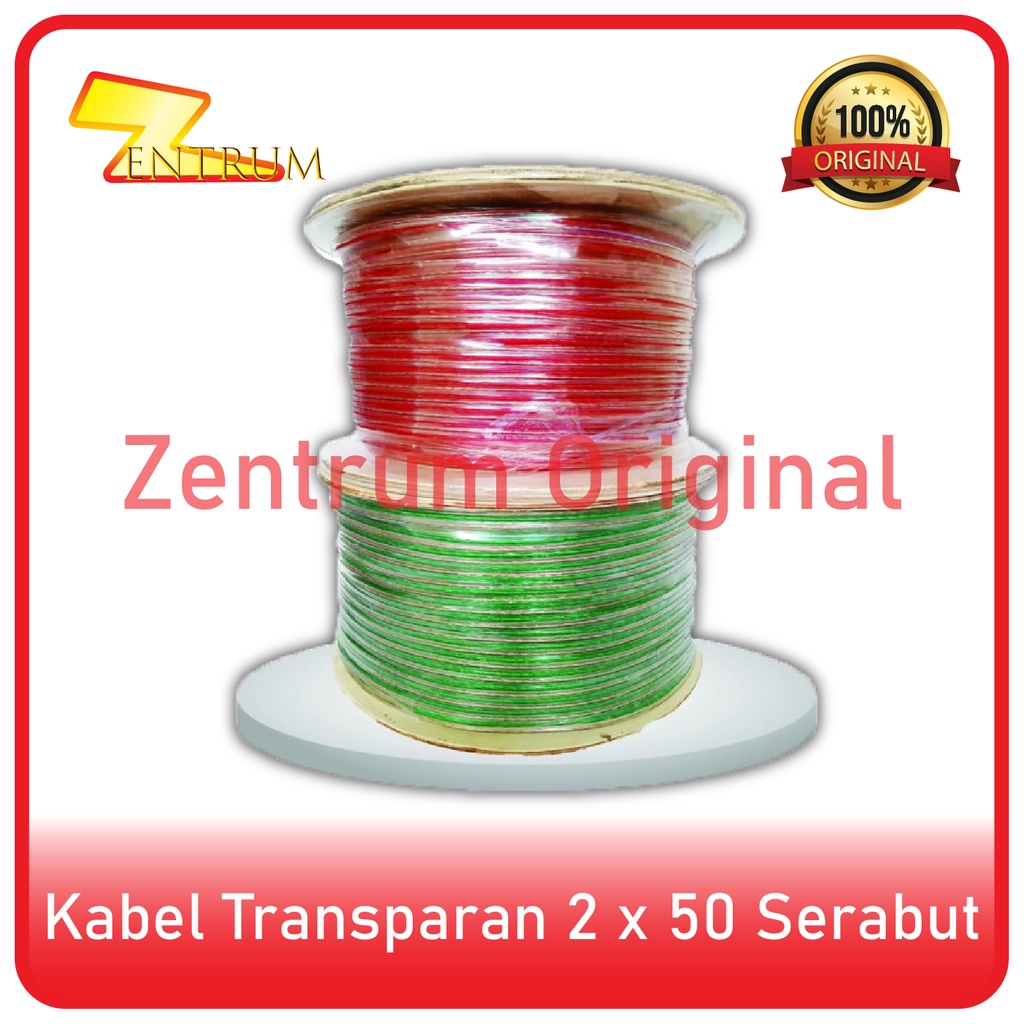 Kabel Listrik Transparant 2 x 50 SERABUT (15 Yard) BAHAN SUPER