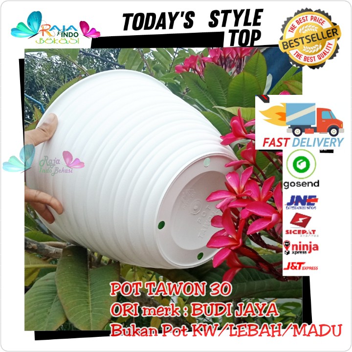 Pot Tawon 30 Cm Putih Tawon Pot 30CM Plastik Vas Pot Bunga - POT TAWON BESAR - Bukan Pot 25 24 Cm