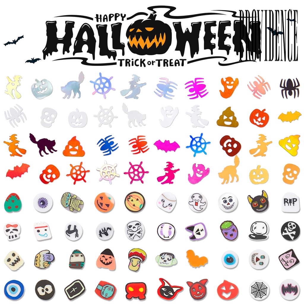 1 Kotak Payet Kuku Ultra Tipis Efek Visual Warna Terang Untuk Ornamen Halloween