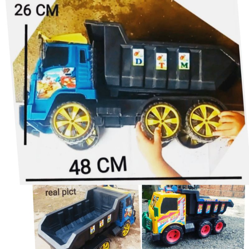 Mobil Dump Truk Jumbo Mainan Anak Truk Pasir Besar Truk Dump Ukuran Besar Panjang 48cm Bahan Plastik
