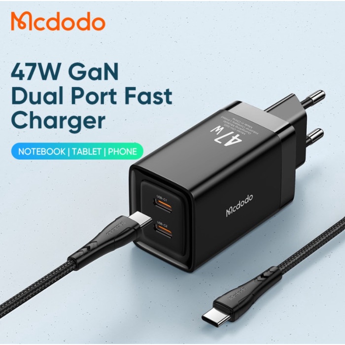 MCDODO CH-565 Charger USB Type C To Type C Fast Charging Dual Port 47W