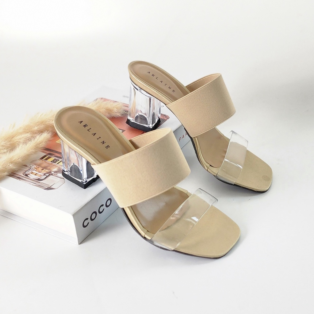 Arlaine - Giani Sandal Heels Wanita/ Heels Kaca / Heels 7cm / Heels Karet Jelly Wanita