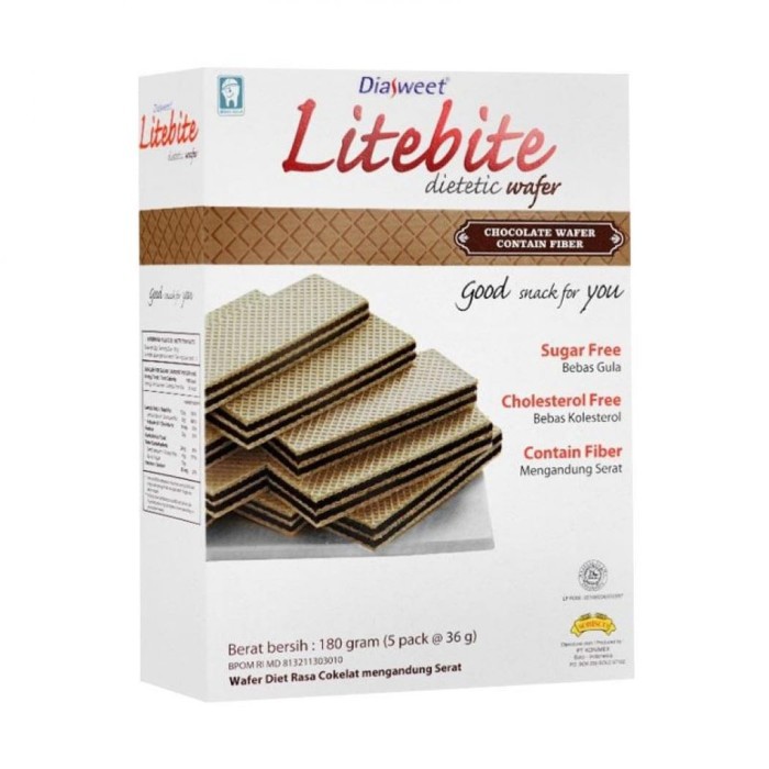 

DIASWEET LITEBITE Wafer Coklat 180 Gram | Diabetic Friendly Bebas Gula