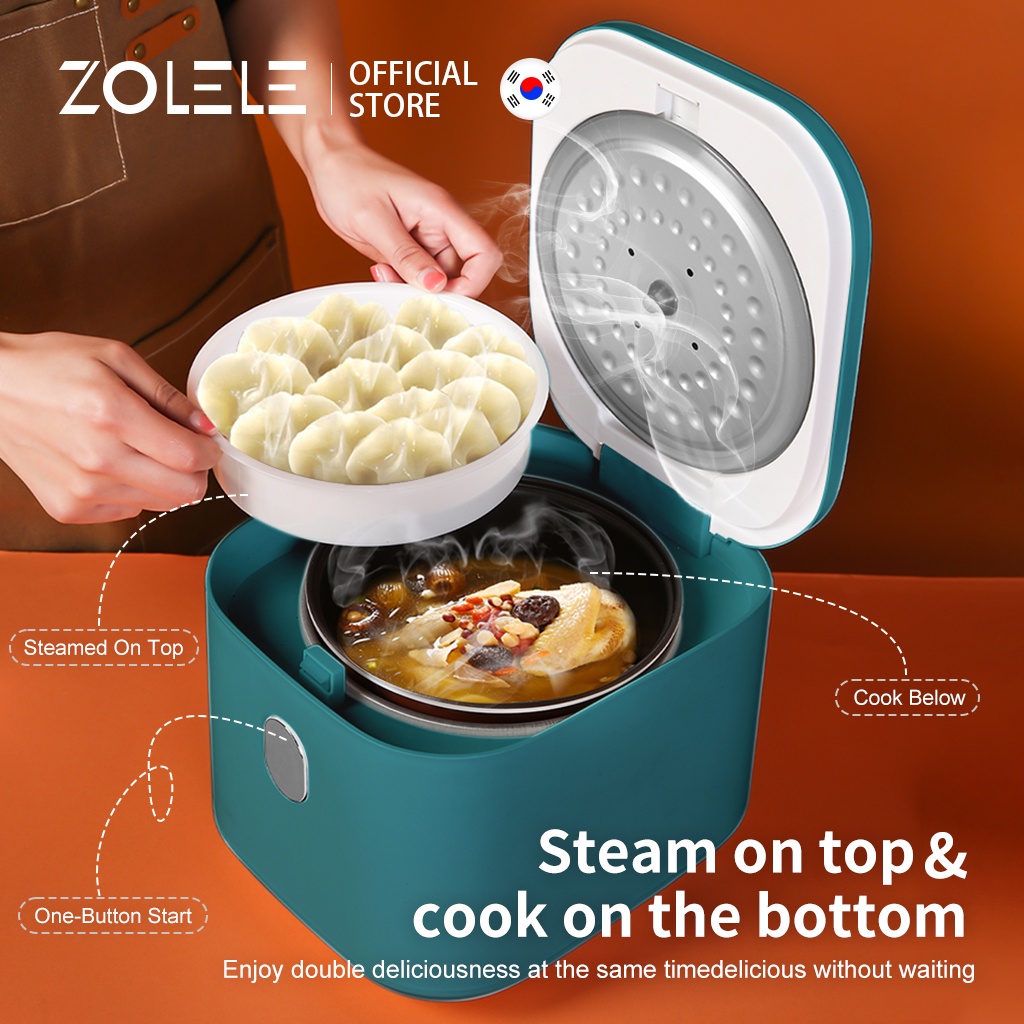 ZOLELE Rice Cooker Mini Smart Penanak Nasi 24h Fungsi Reservasi 2-4 Porsi Multi Non Stick Cooking Pot Portable Non Stick Pressure Ricecooker Kecil Low Watt Steamer Elektrik Listrik ZB002