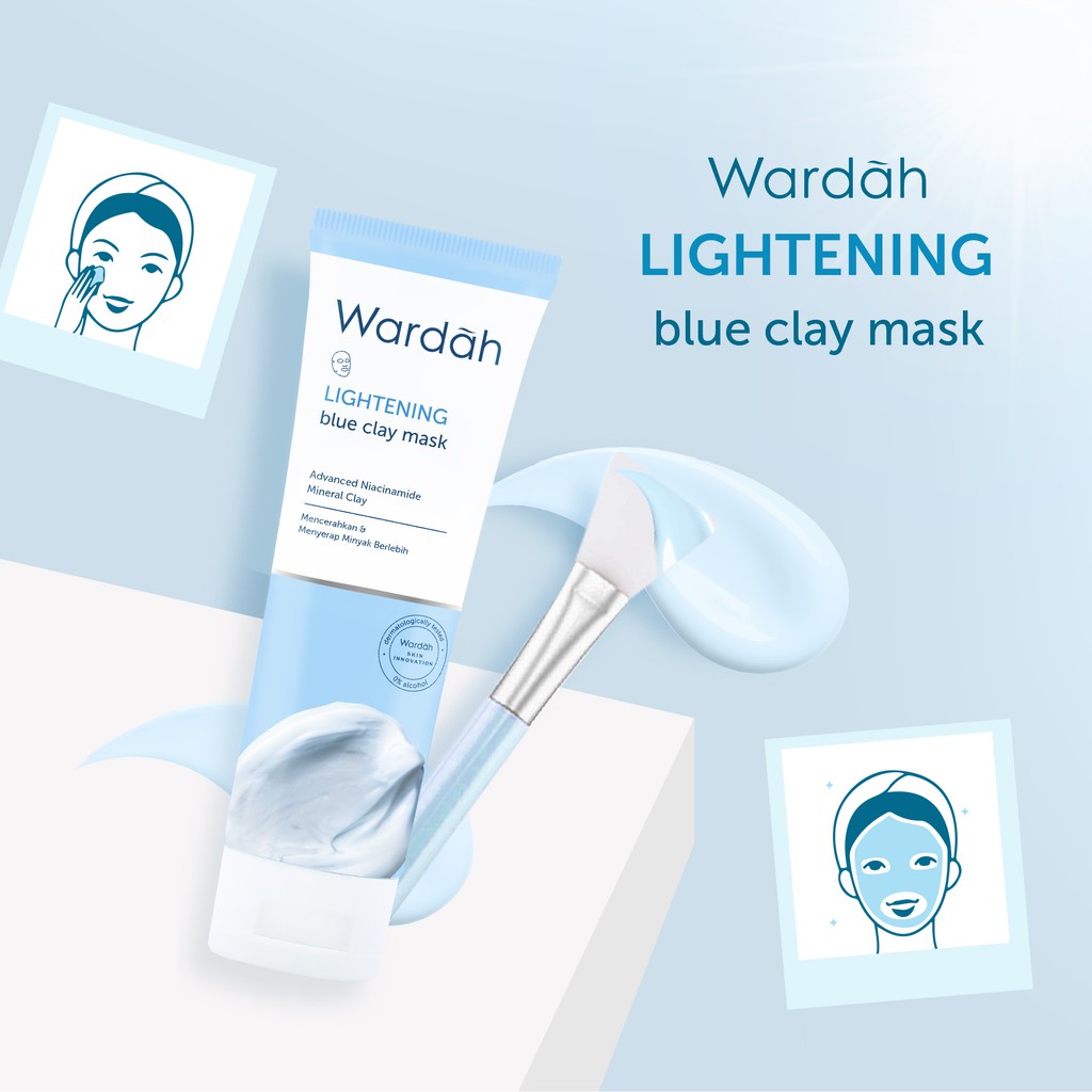 PROMO Wardah Lightening Blue Clay MASK ( kemasan dan nama baru masker lightening)/WARDAH/Masker