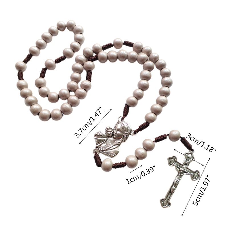 SIY Religion Christian Rosary Necklace Jesus for Cross Pendant Long Beads Cha