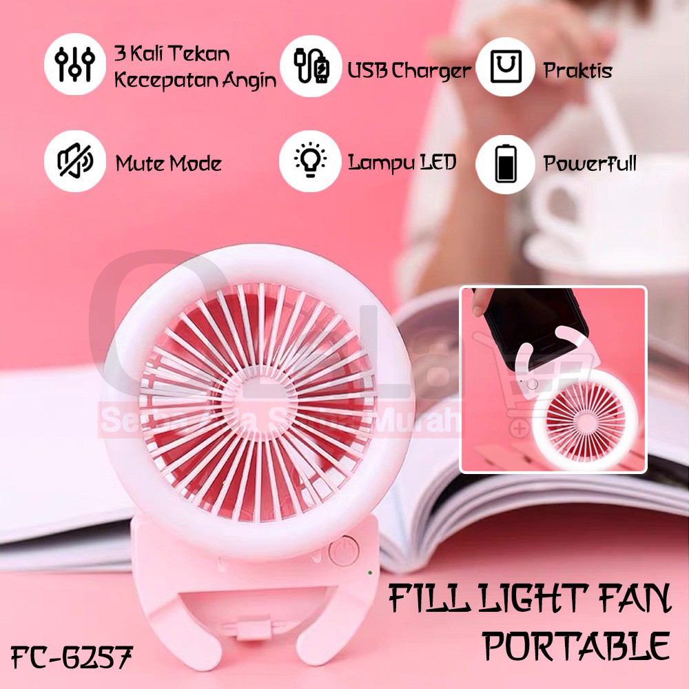 MINI FAN PORTABLE KIPAS ANGIN PUTAR LED FC-6357