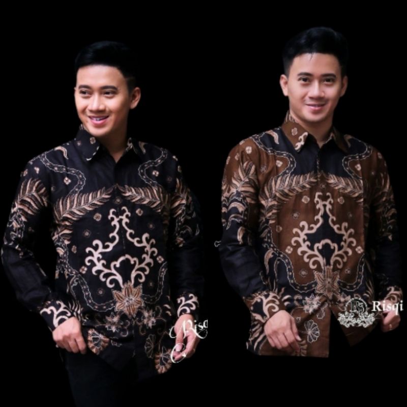 Batik pria kemeja batik lengan panjang m l xl xxl terlaris