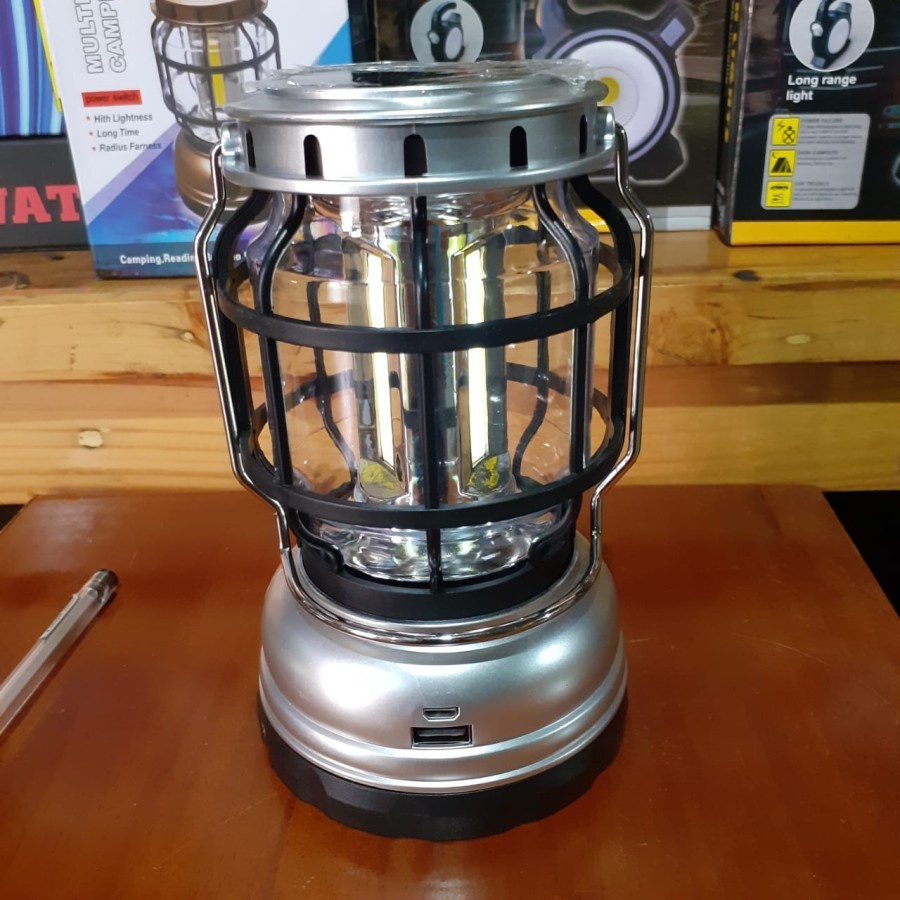 Barangunik2021-Lampu Camping Lamp Multifunctional ZJ-1990T Solar + Baterai 18650 Cas/Lampu Emergency