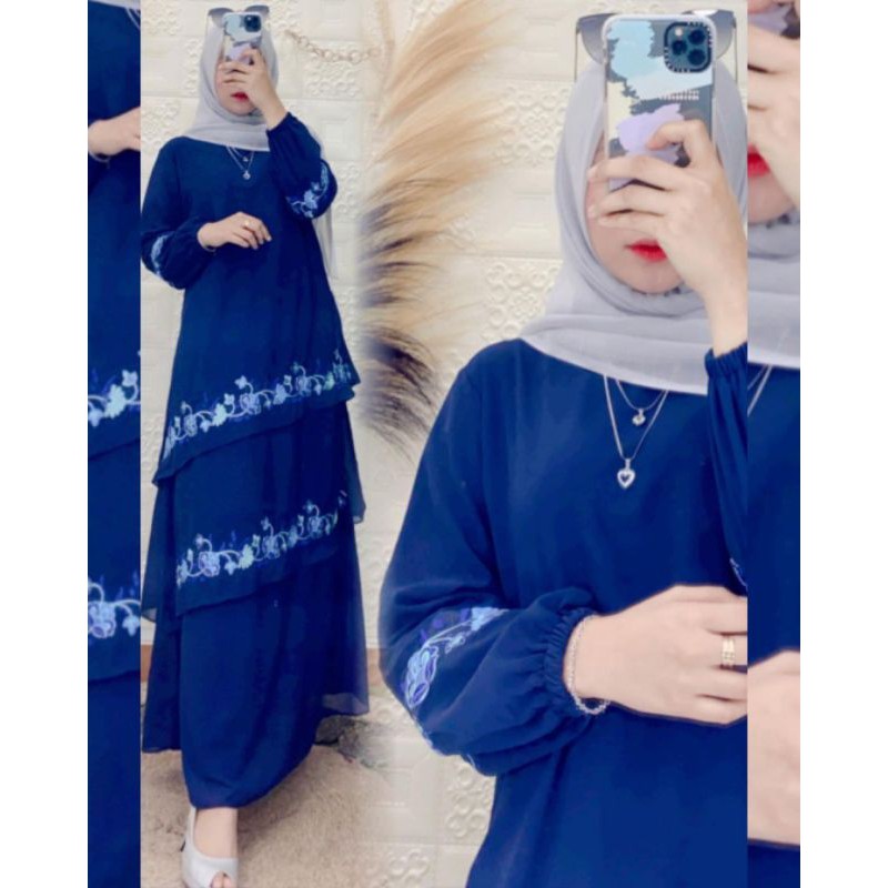 gamis malaysia bordir miring by famys