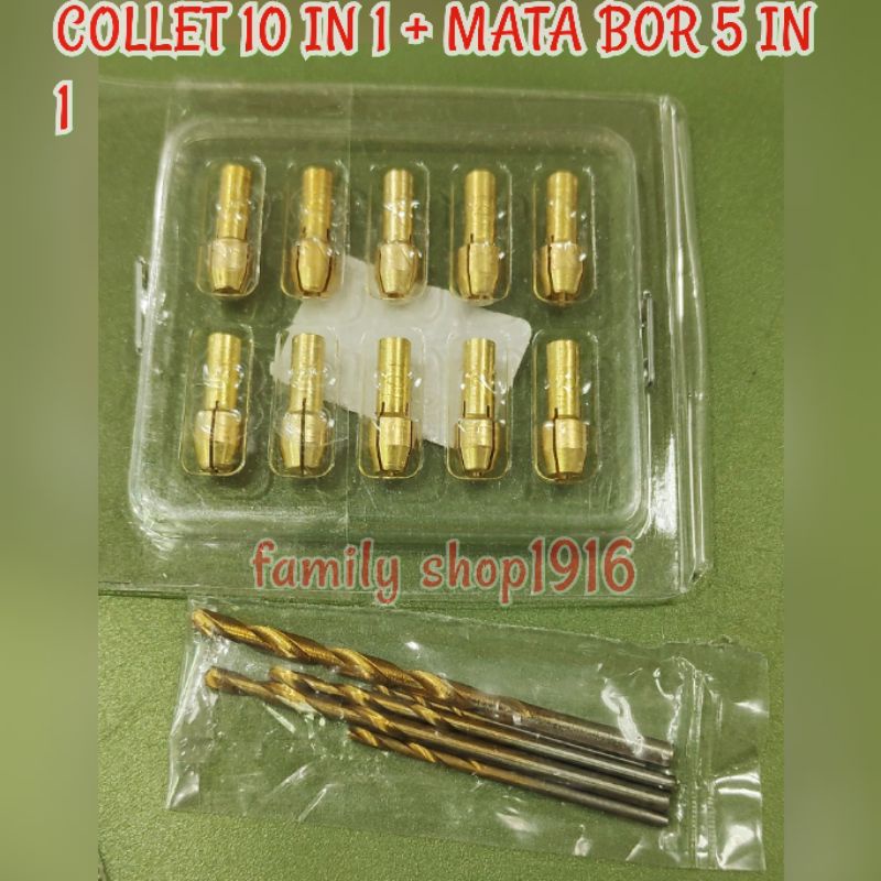 Mata Bor Mini 5 in 1 dan Collet / Chuck 10 in 1 - digunakan untuk melubangi