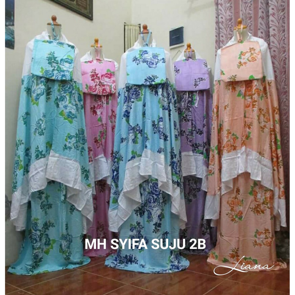 Ecer Mukena Bali Rose Warna  Mix Putih Polos Syifa 2B Super 