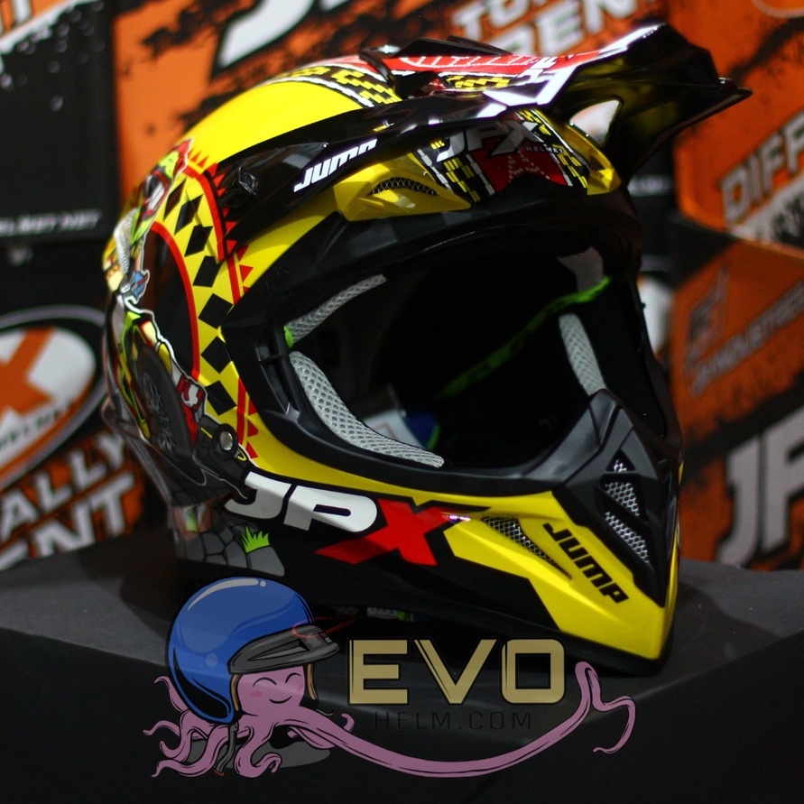 HELM JPX CROSS_FOX1 SERI X32 - YELLOW LEMON DOFF + GOOGLE SNAIL (ONGKIR 2 KG) HELM JPX TERBARU