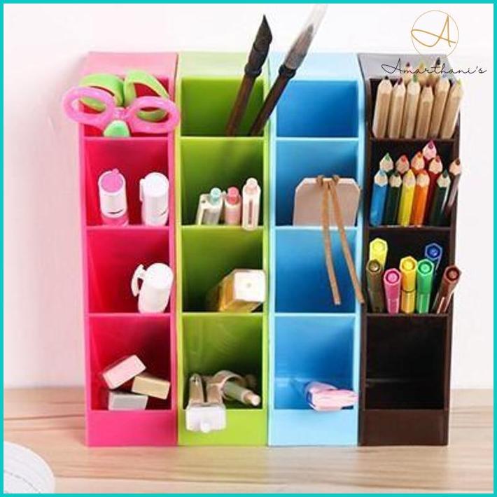 Ac - Rak Mini Susun 4 Sekat Lemari Kecil Wadah Alat Tulis Makan Kosmetik Ak