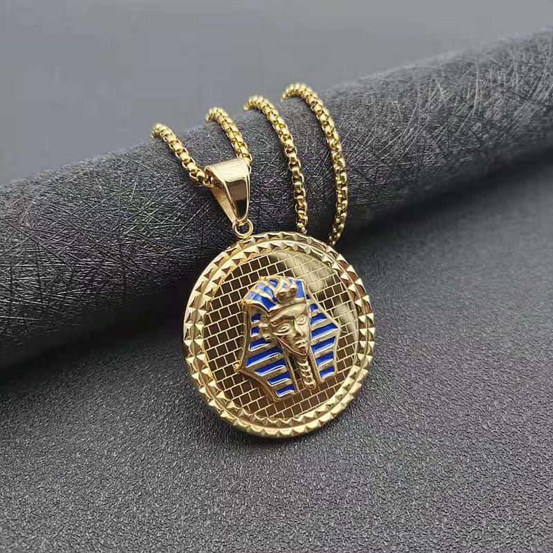 Kalung Liontin Topeng Tutankhamun Mesir Kuno Warna Emas Gaya Hip Hop Untuk Hadiah Pesta