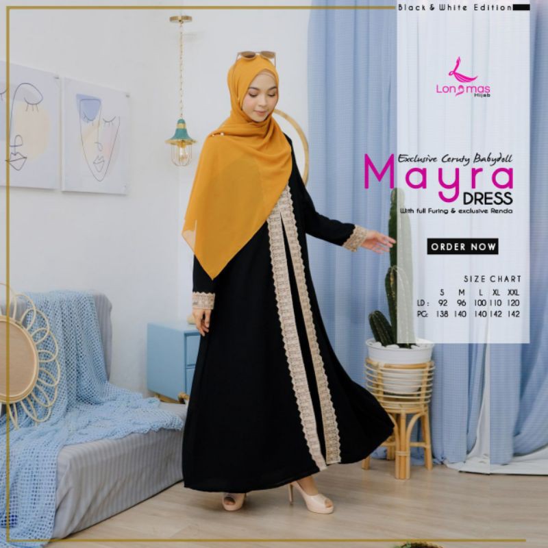 gamis MAYRA ORI longmas hijab bahan ceruty babydoll