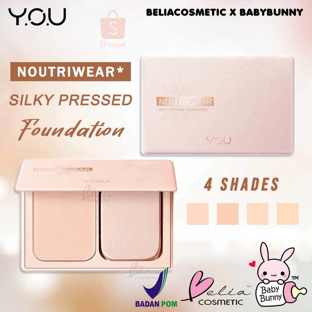 ❤ BELIA ❤ YOU Noutriwear+ Silky Pressed Foundation | Two Way Cake | Bedak Foundation | 24h Kontrol Minyak | Smooth Finish | Y.O.U BPOM