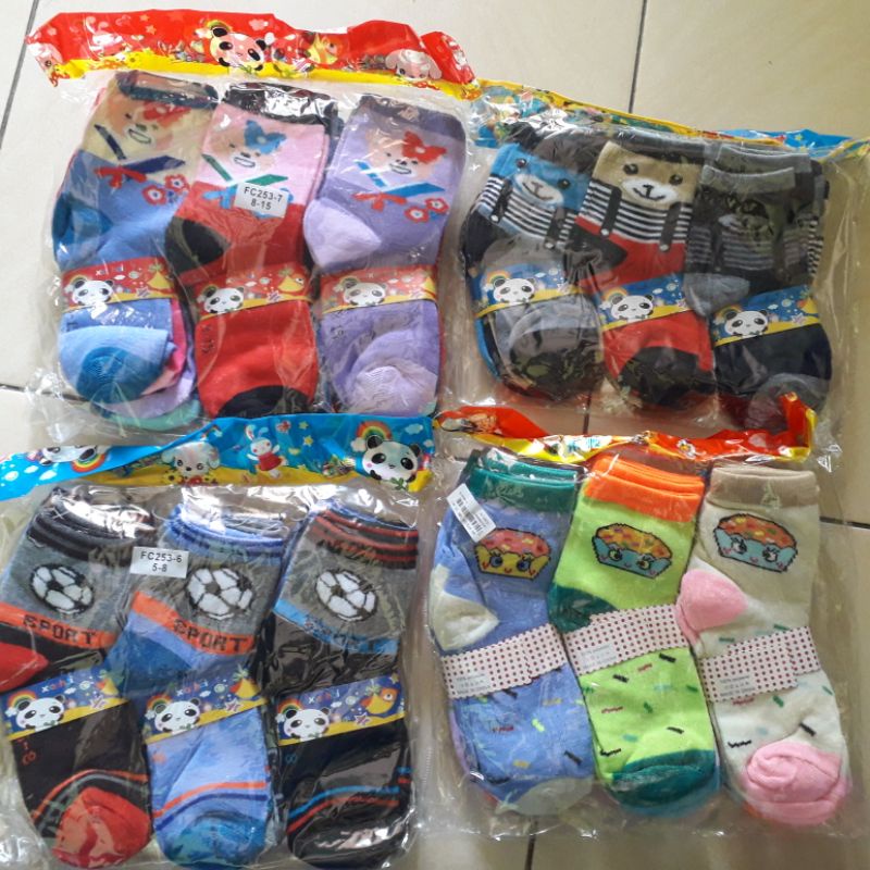 Kaos Kaki Anak Isi 4 Pasang Laki Laki Perempuan Cowok Cewek Usia 1, 2, 3, 4, 5, 6 Tahun Bayi Paud TK