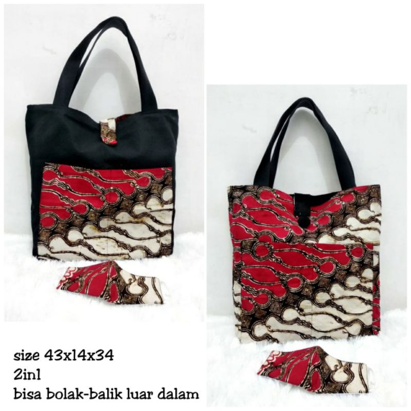 Tas Totebag Batik Bolak - Balik, Free Masker