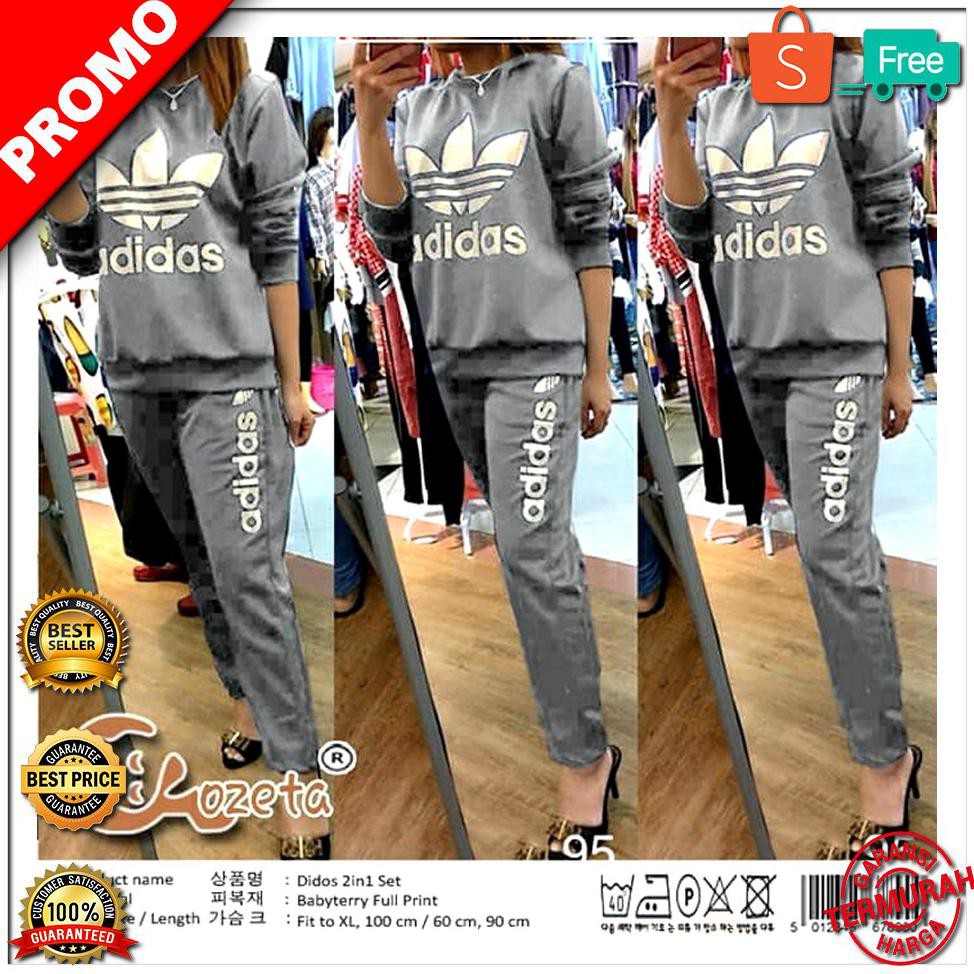 TERLARIS SET DIDOS ABU Baju Setelan Wanita Baju Training ADIDAS LIMITED EDITION