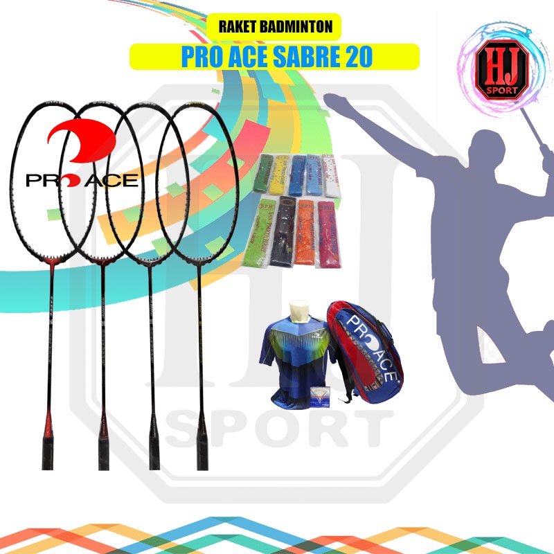 Raket Badminton Original Pro Ace Sabre 20 Bonus Komplit
